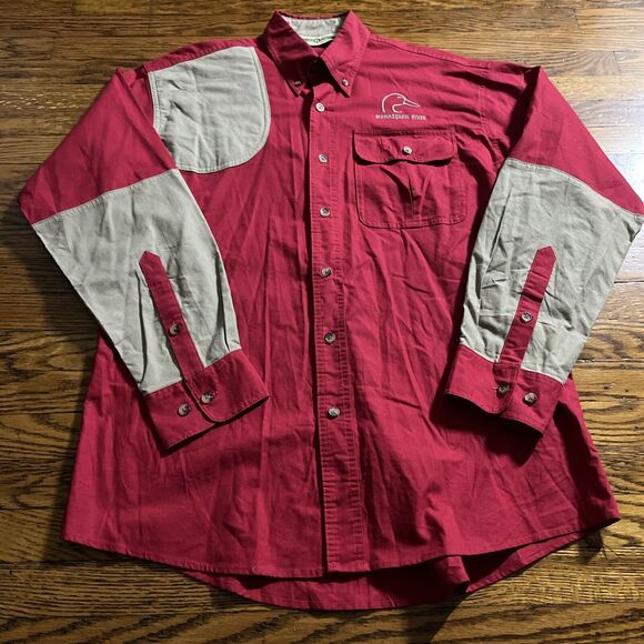 Bob Allen Shooting Shirt Mens Lg Red Tan Outdoor Hunting Button Up Manasquan - Picture 1 of 7